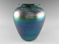 Teal Blown Glass Luster Vase